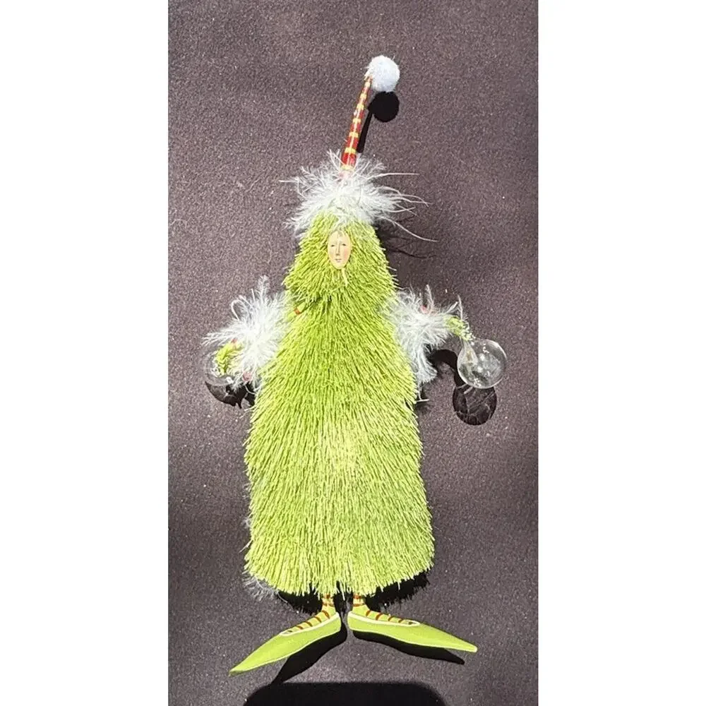 Dept 56 Krinkles Rare Sisal Tree Figure With Globes 9” Tall EUC -K1